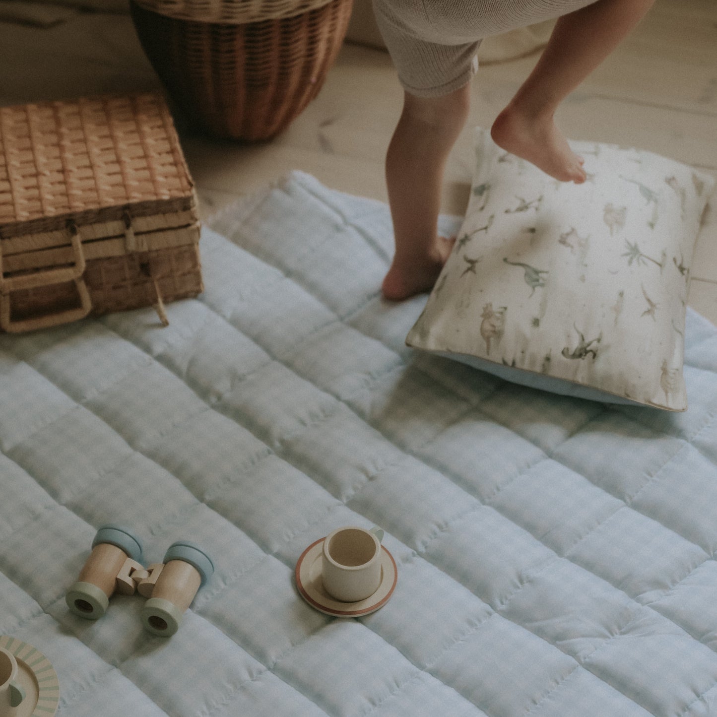 Picnic Gingham Play Mat - Blue