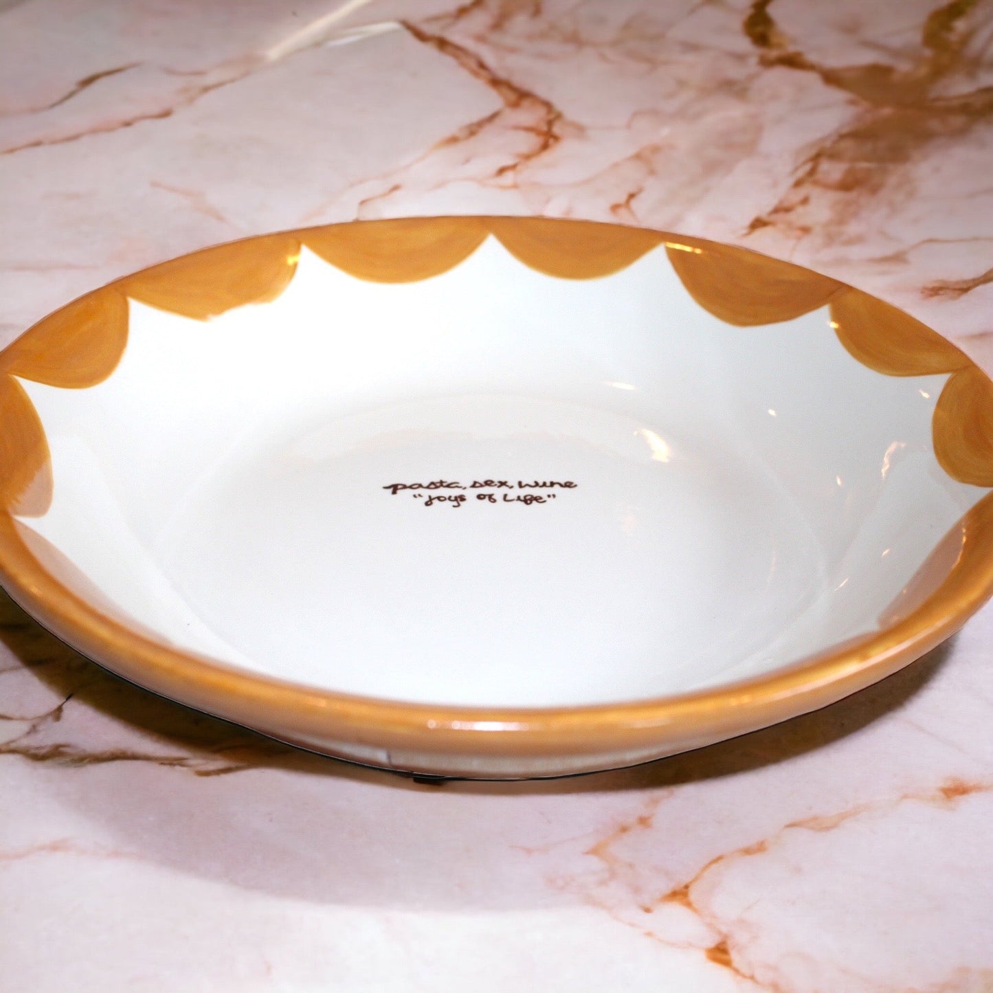 Hand-painted Family Style "joys of life" Pasta Bowl