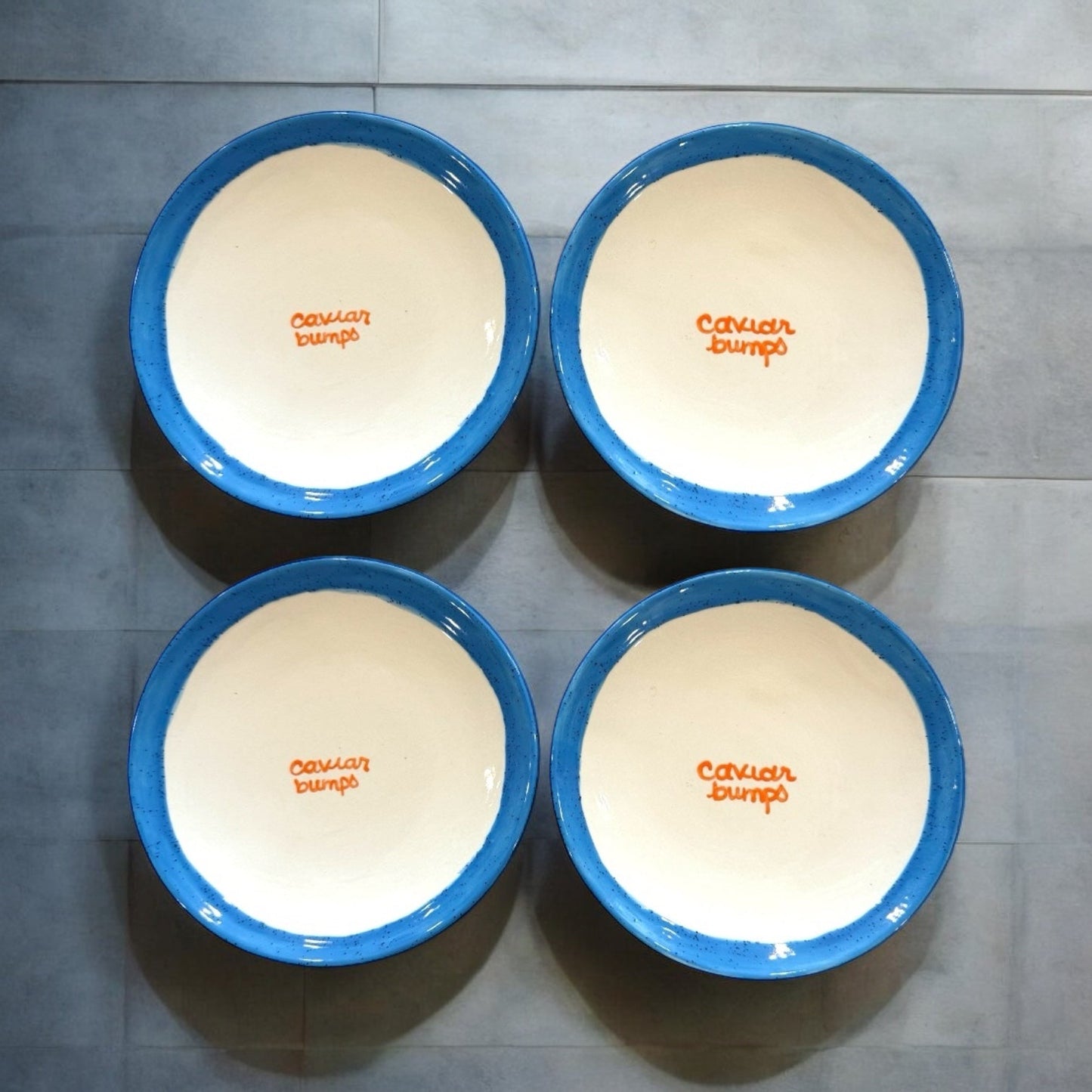 "caviar bumps" Tiny Plates/Collection of Four