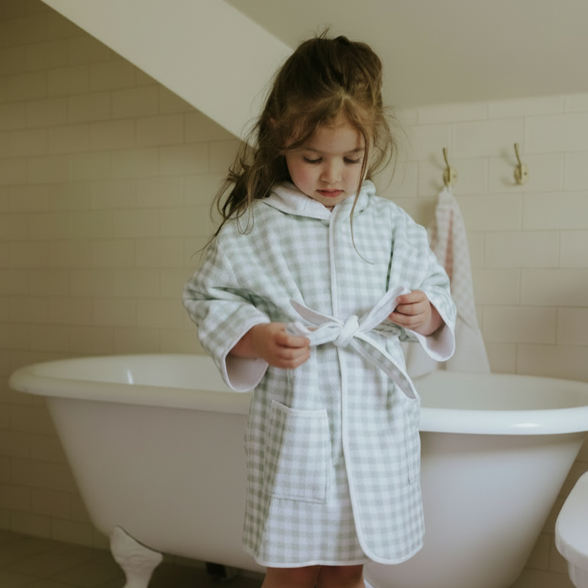 Picnic Gingham Bathrobe - Green