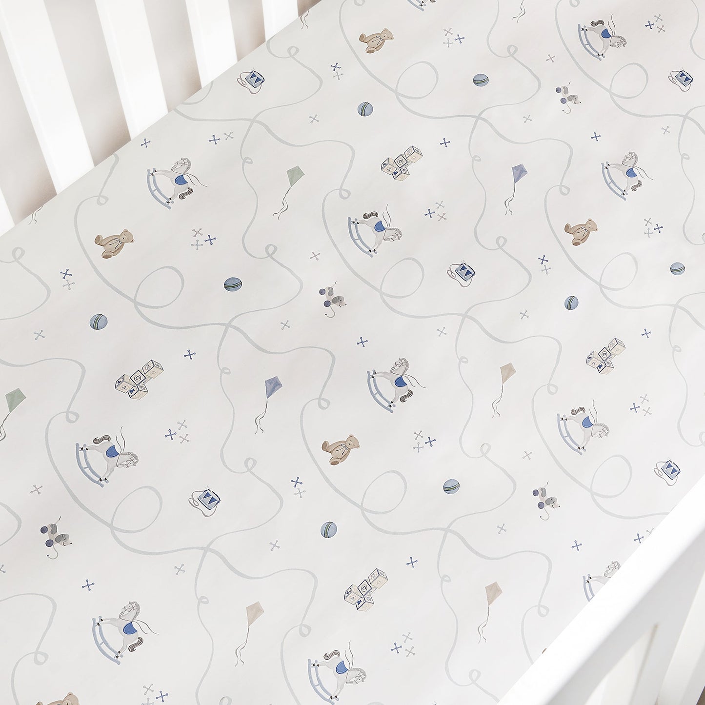 Little Toy Chest Crib Sheet - Ivory