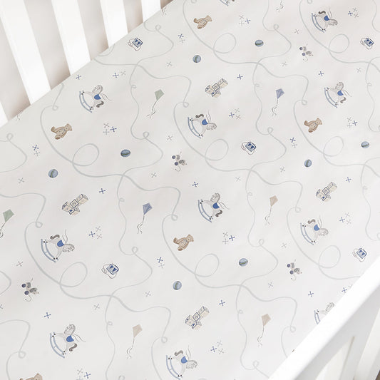 Little Toy Chest Crib Sheet - Ivory