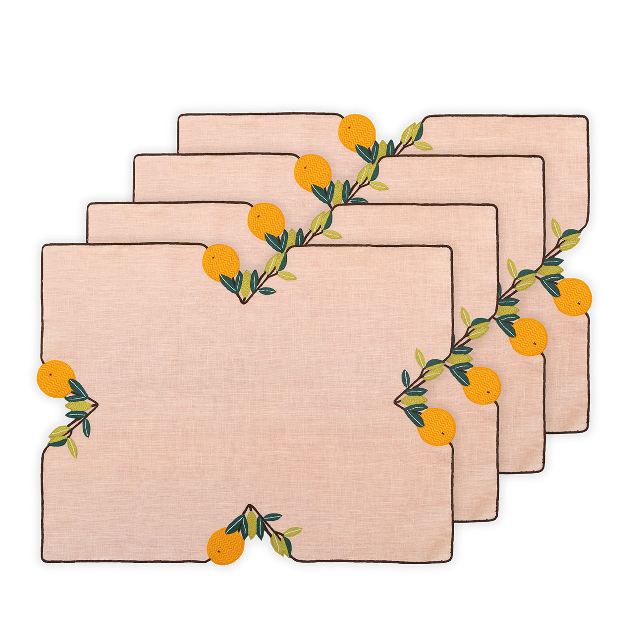 Hand Embroidered Farm To Table Placemats 14" × 18" (Set of 4)