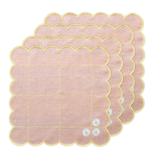 Hand Embroidered Trellis Napkin 18" x 18" (Set of 4)