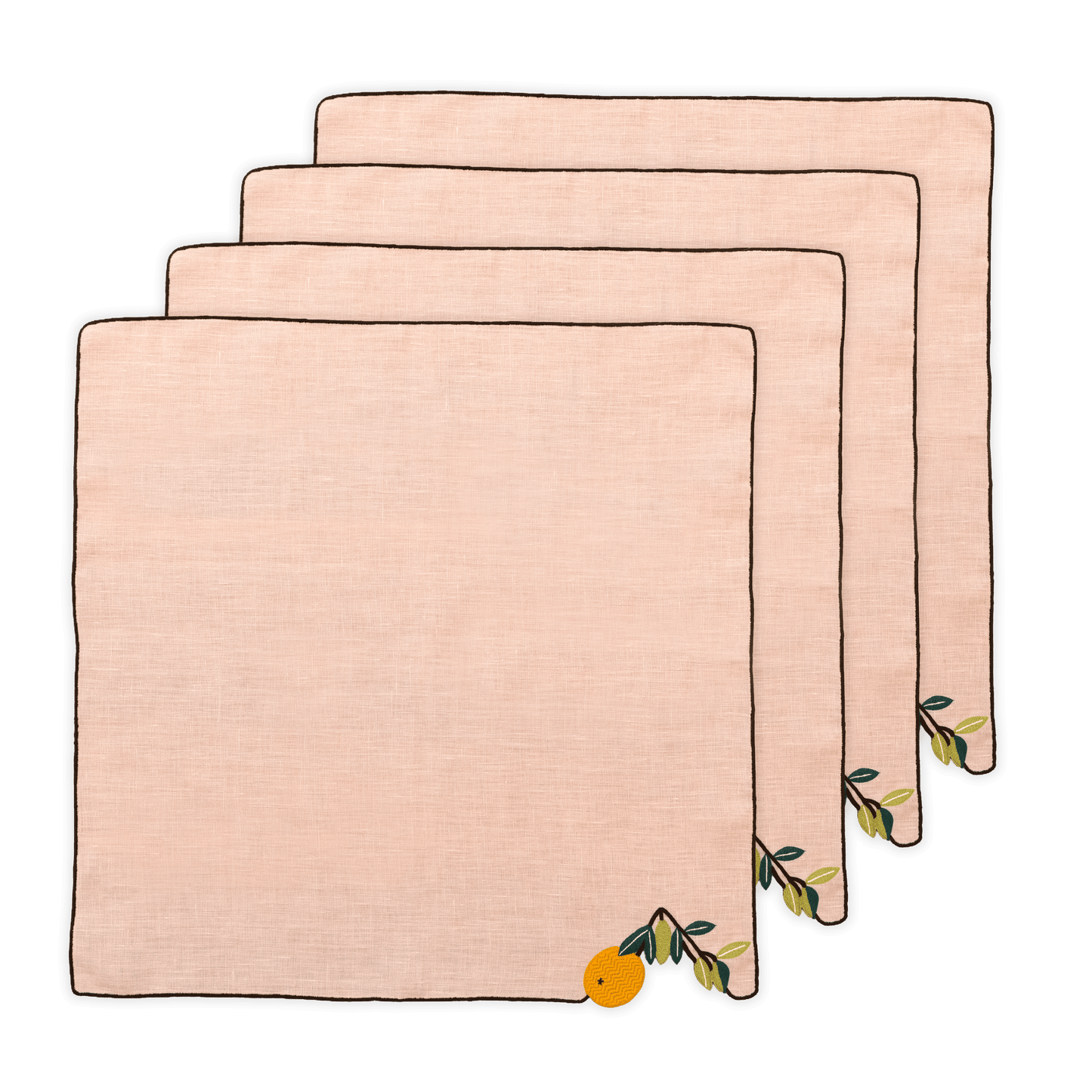 Hand Embroidered Farm To Table Napkins 18" x 18" (Set of 4)