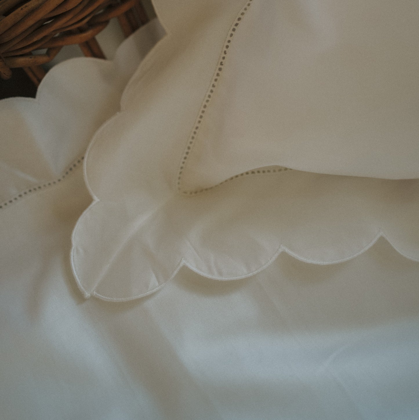 Scalloped Starlight Toddler Pillow - White