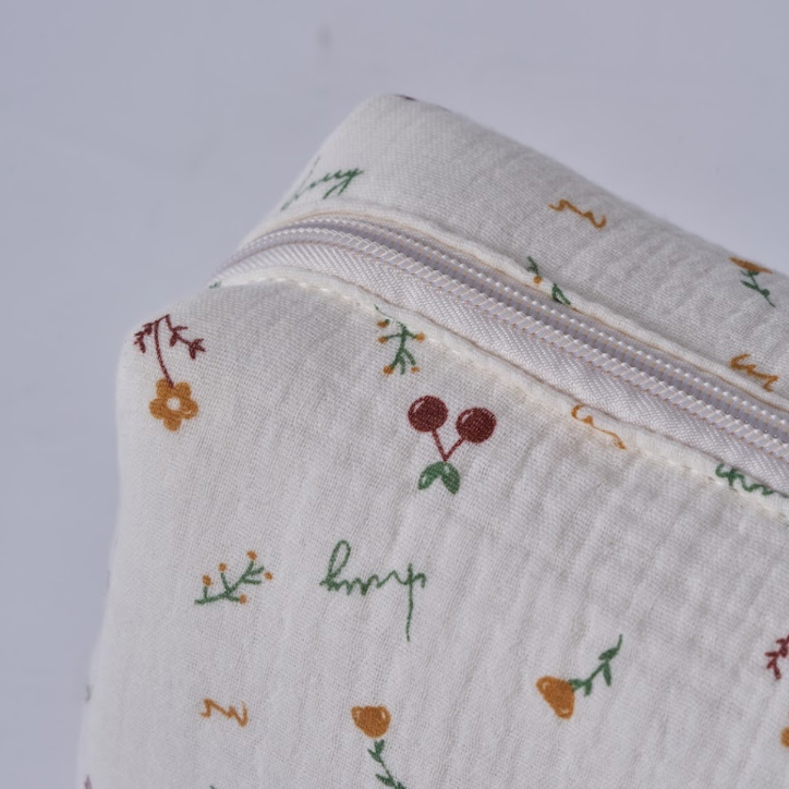 Embroidered Pouch- Cherry