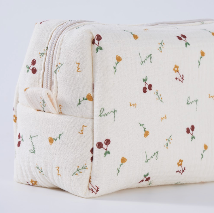 Embroidered Pouch- Cherry