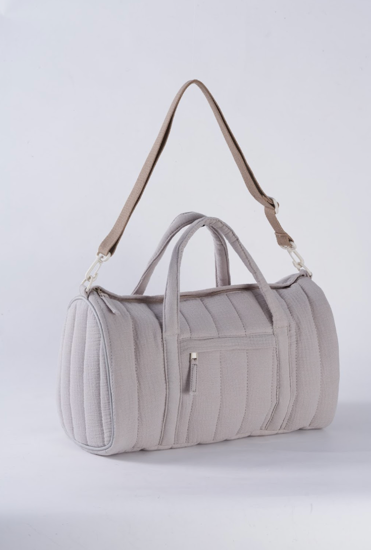 Embroidered Duffle Bag- Gray