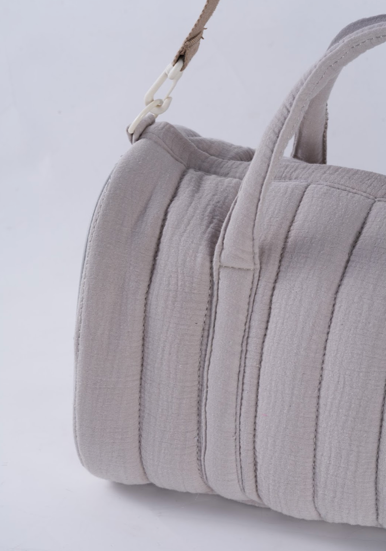 Embroidered Duffle Bag- Gray