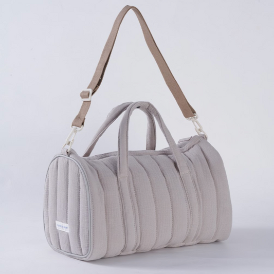 Embroidered Duffle Bag- Gray
