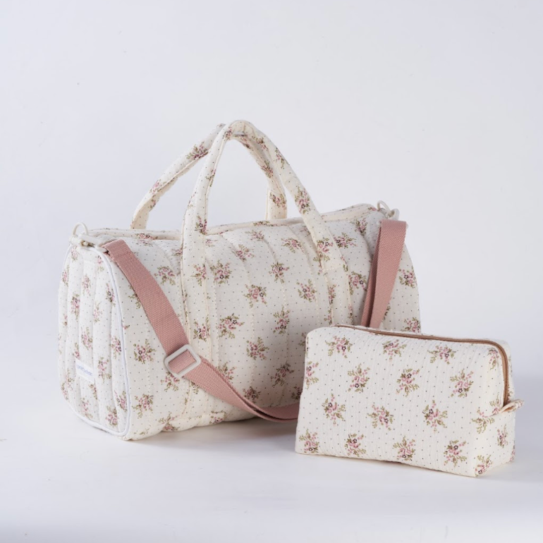 Embroidered Duffle & Pouch- Baby Breath