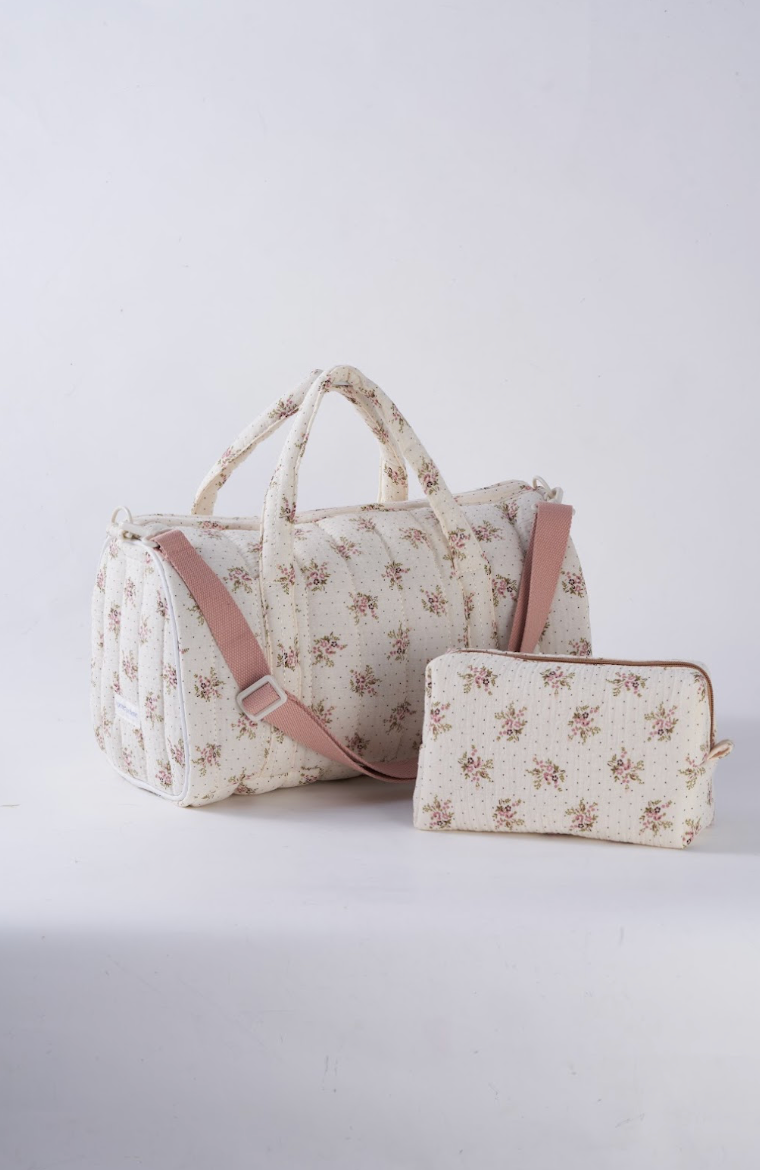 Embroidered Duffle & Pouch- Baby Breath