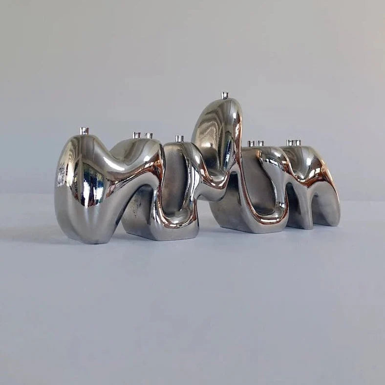 Chrome Menorah Sculpture