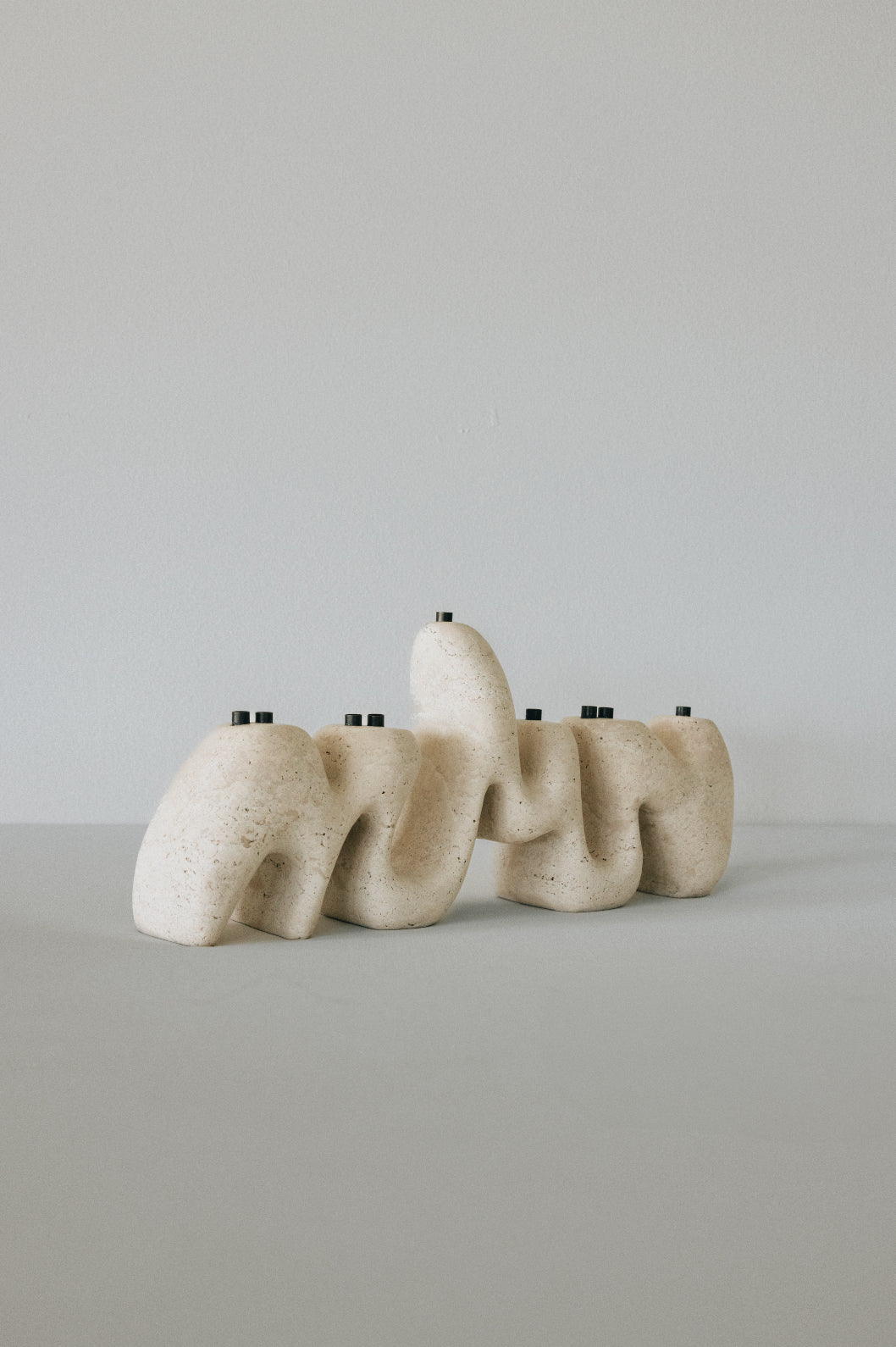 Beige Travertine Menorah Sculpture