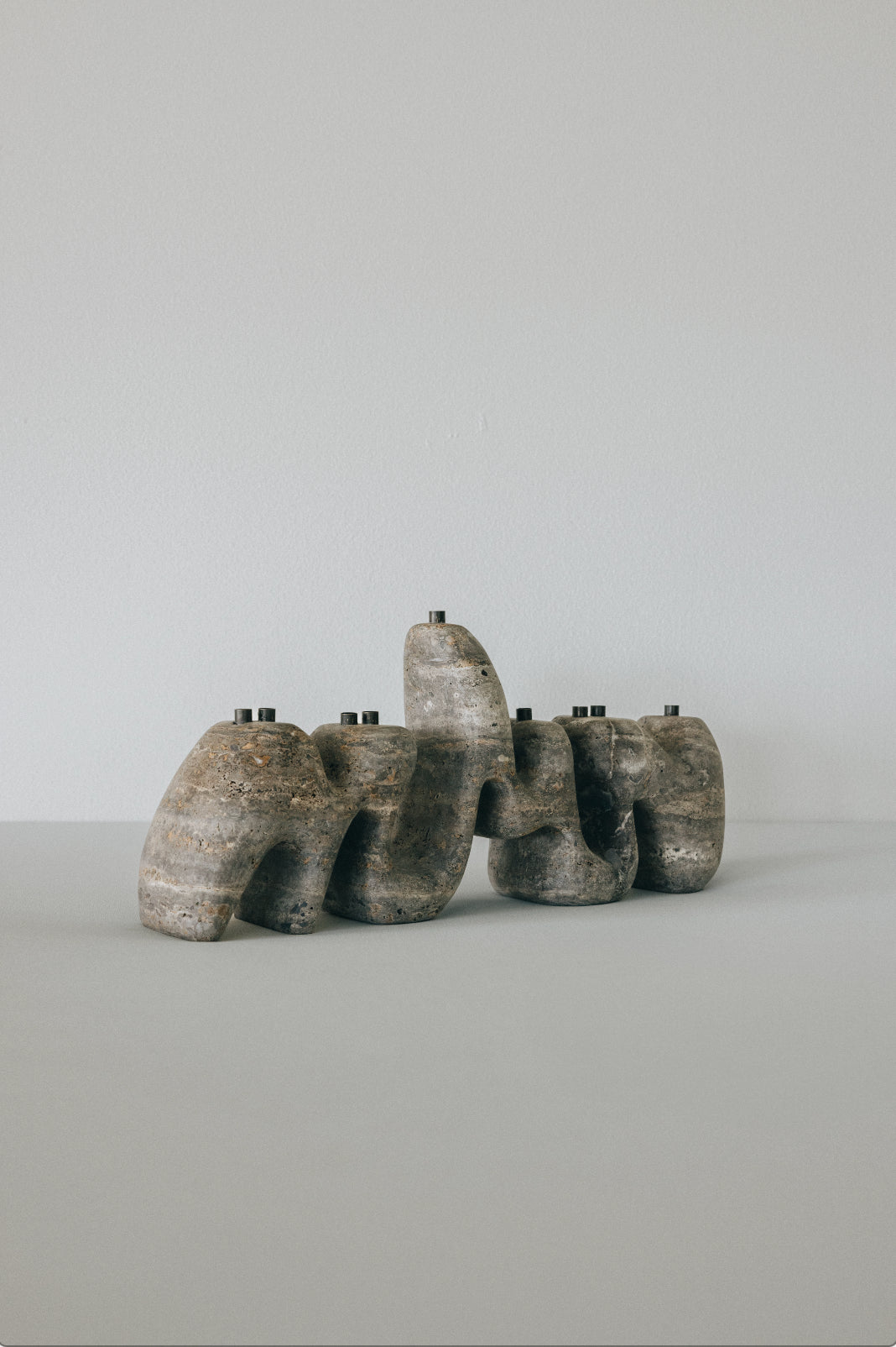Silver Travertine Menorah Sculpture