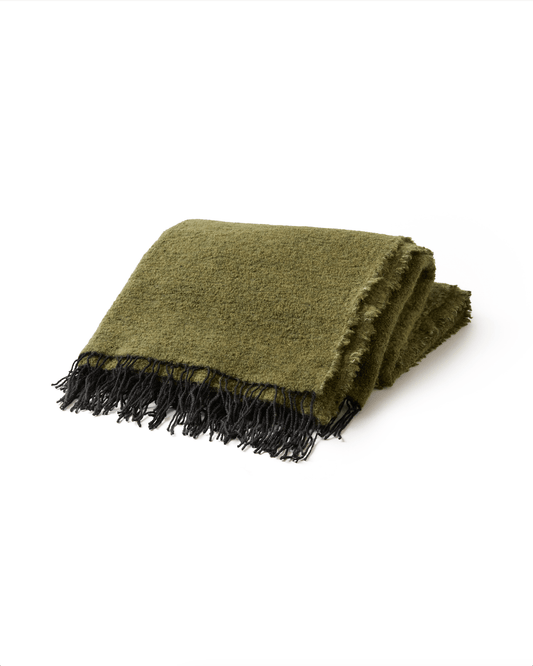 Fringe Bouclé Throw Olive