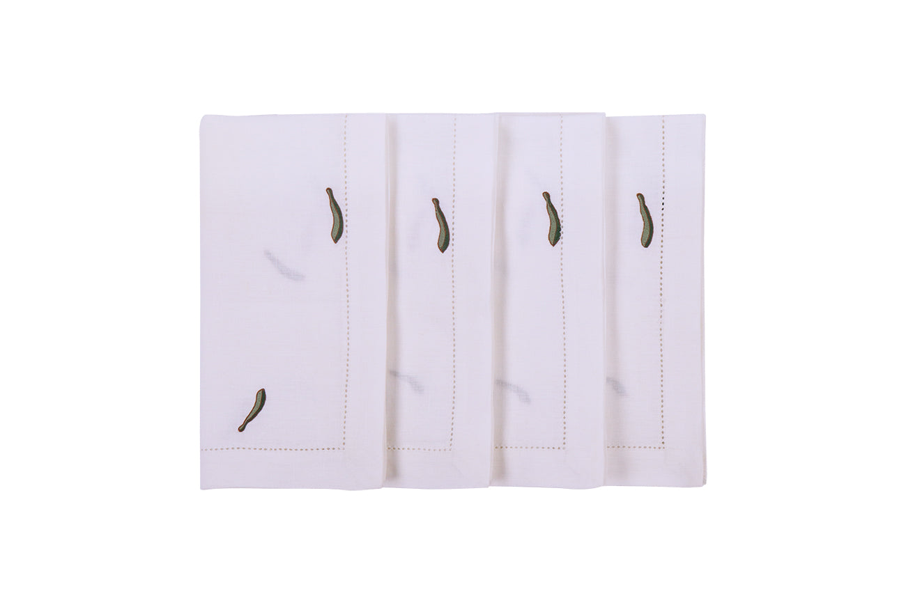 Hand Embroidered Vintage Floral Napkins 18" x 18" (Set of 4)
