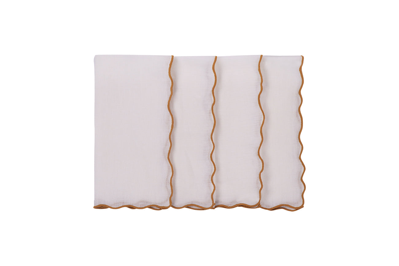 Hand Embroidered Circular Elegance Napkins 18" x 18" (Set of 4)