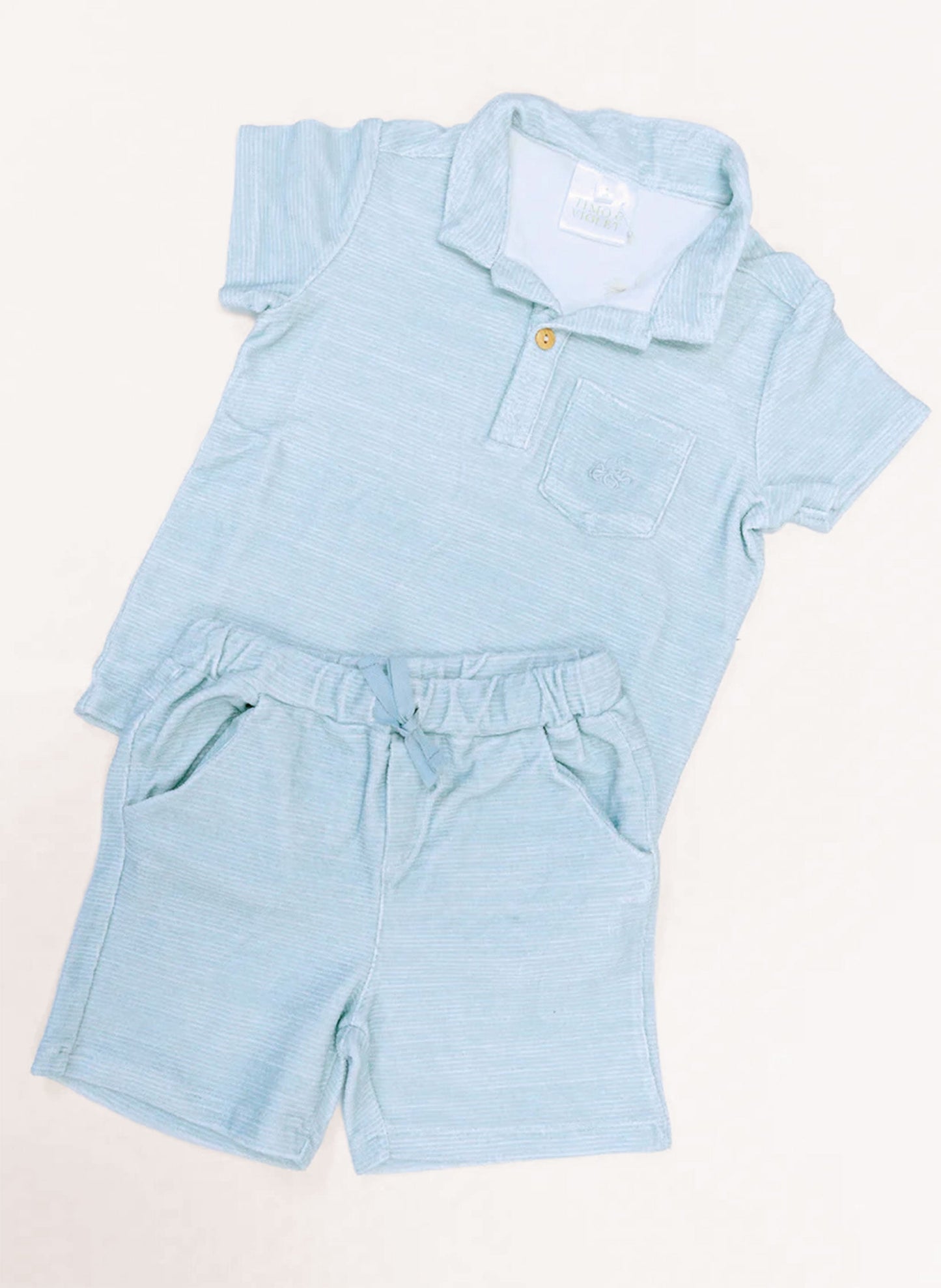 French Terry Shorts - Misty Blue Stripe