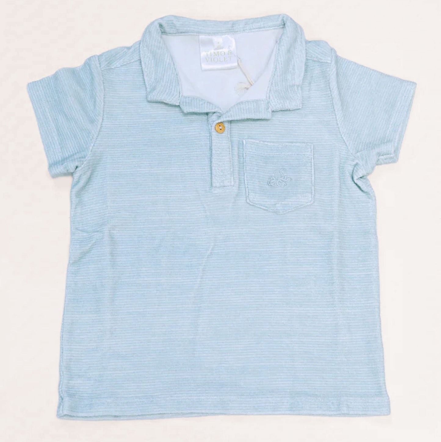 French Terry Polo - Misty Blue Stripe