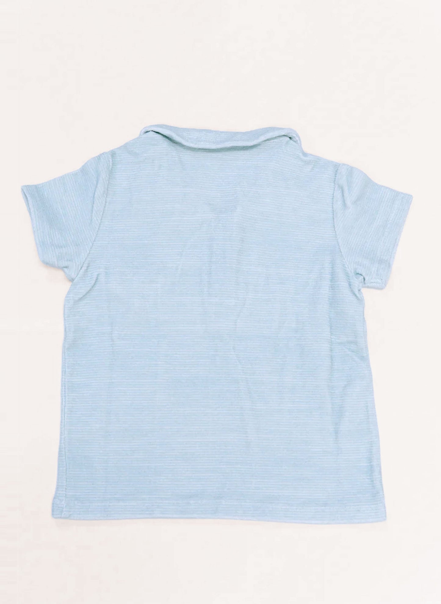 French Terry Polo - Misty Blue Stripe