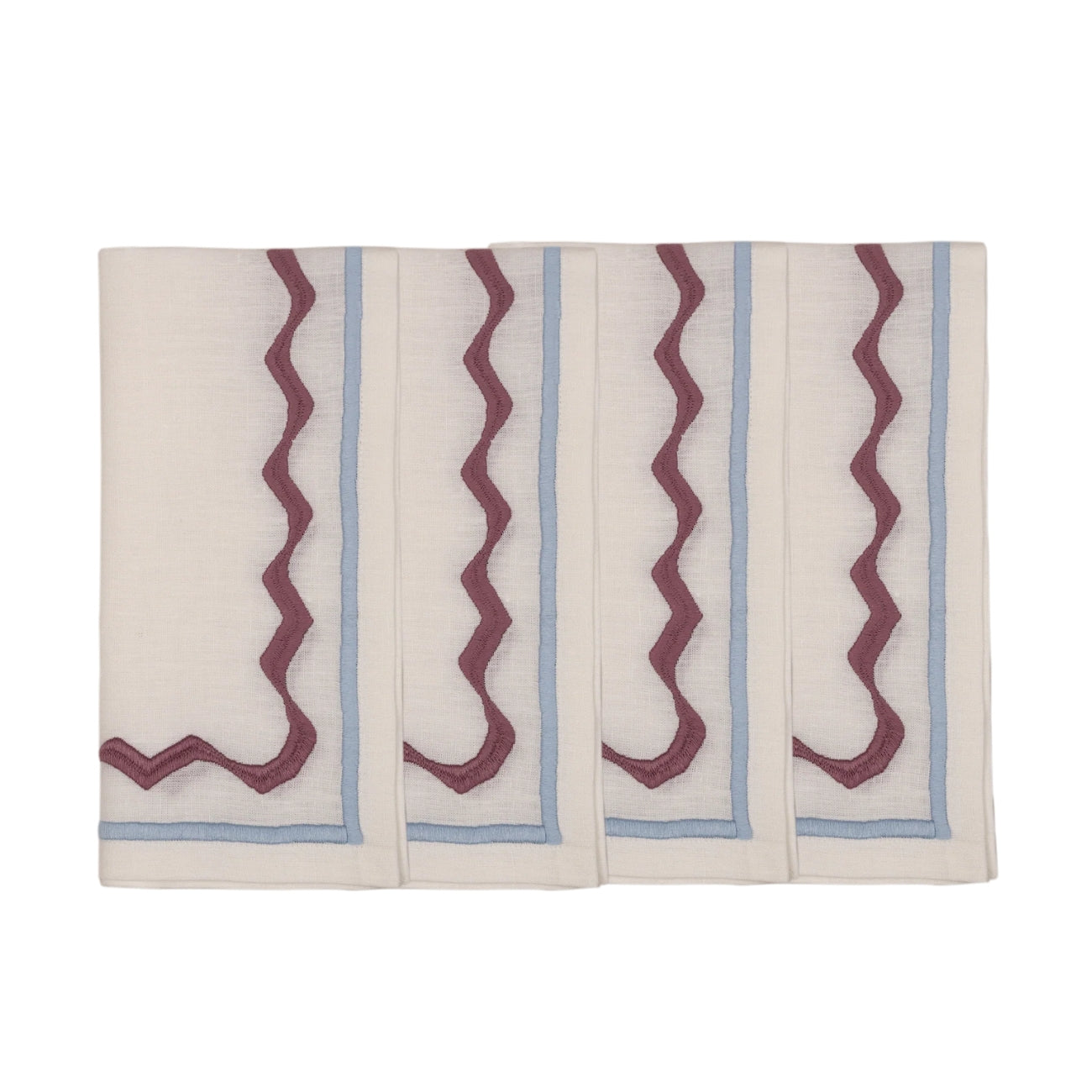 Embroidered Ripple Stitch Napkins 18" x 18" (Set of 4)