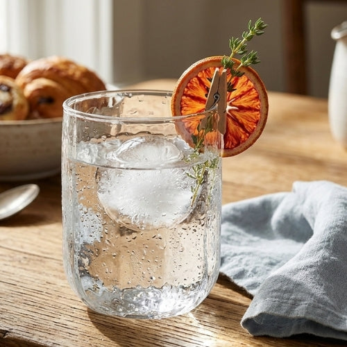 Casa Amarosa Hammered Water Glass- Clear