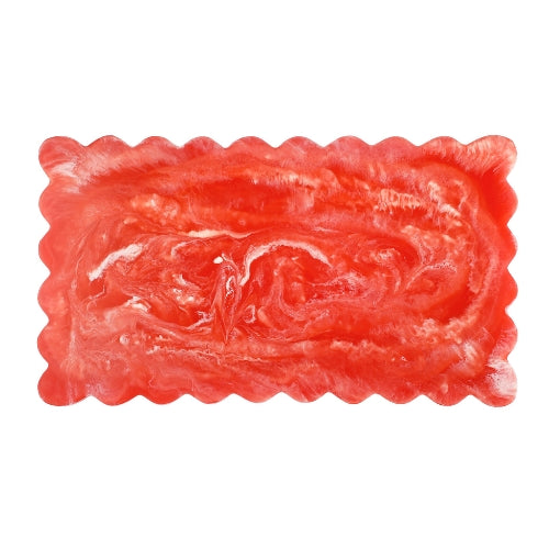 Scallop Rectangular Resin Cheese Board - Red , 14 Inches