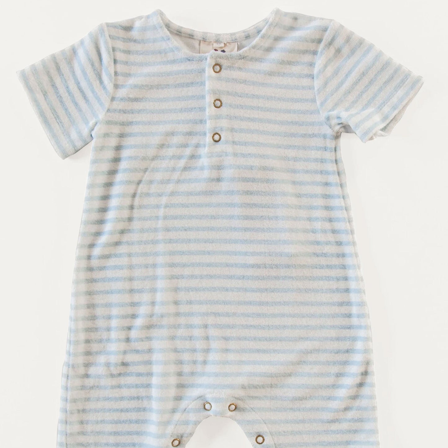 Walker Terry Romper - Blue & White Stripe