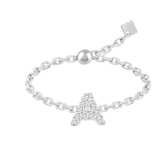 Adjustable Diamond Initial Ring