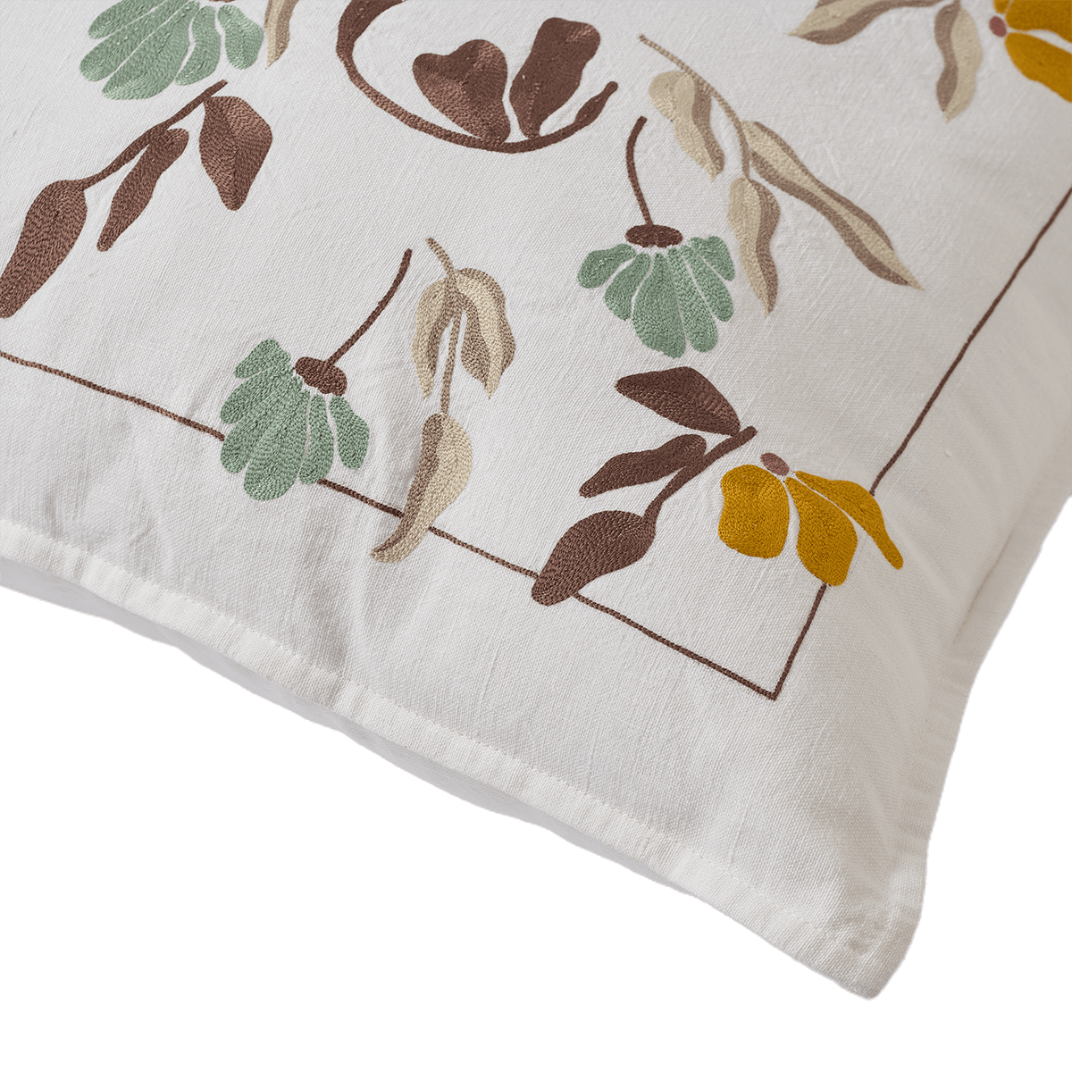 Hand Embroidered  Bouquet Pillow Cover 20" x 20"