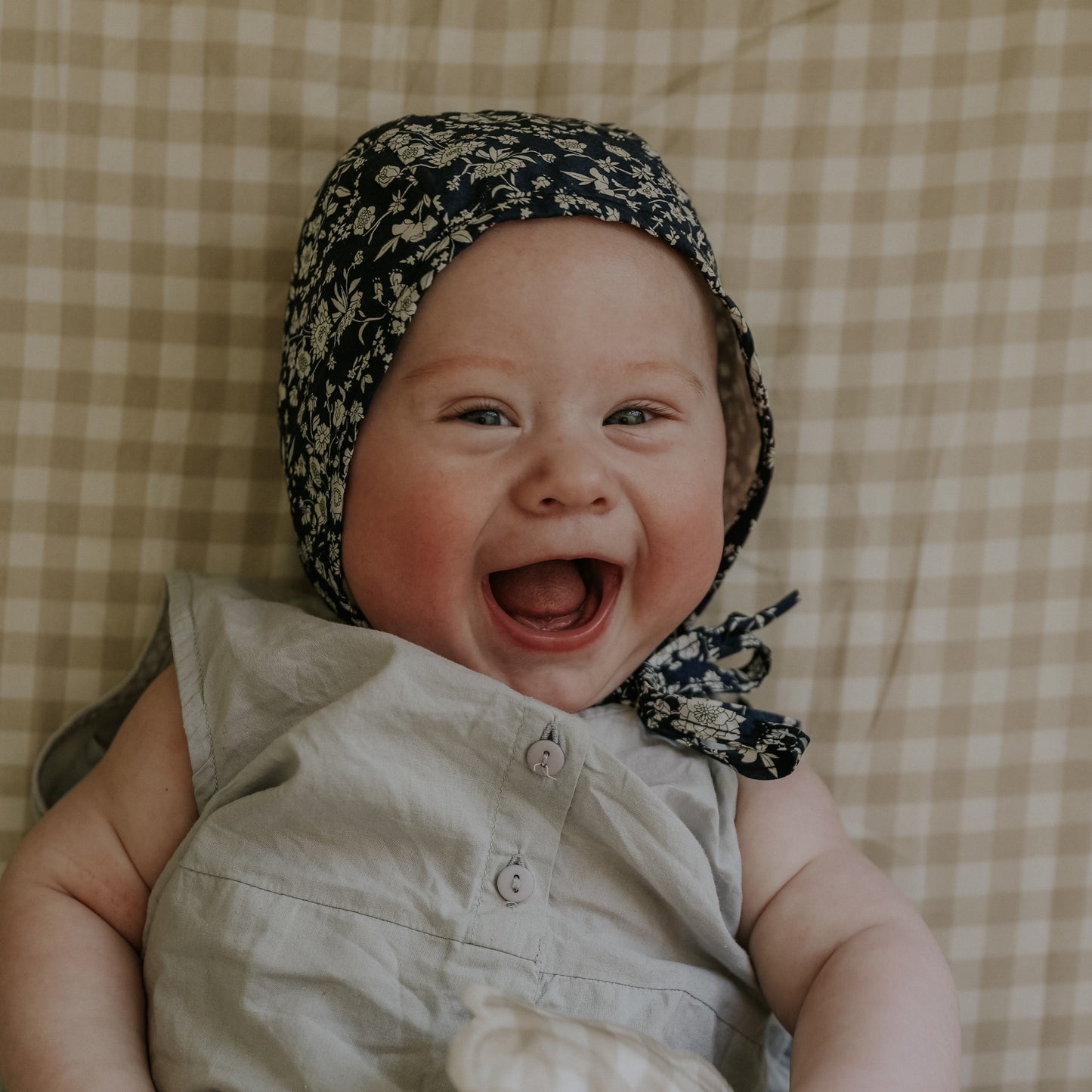 Picnic Gingham Crib Sheet - Beige