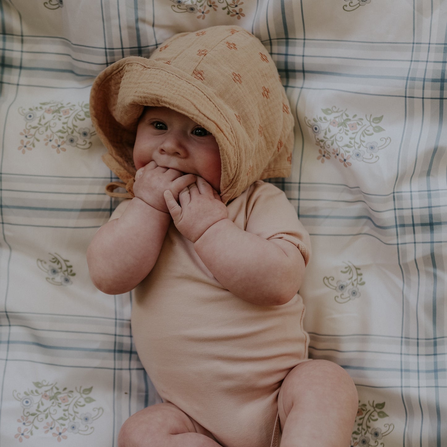 Fleur + Stripe Baby Duvet - Ivory