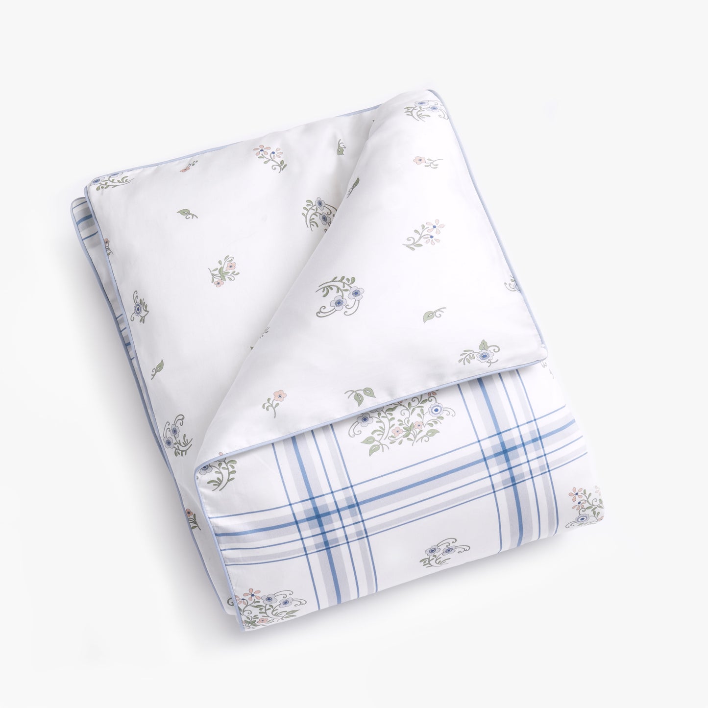 Fleur + Stripe Baby Duvet - Ivory