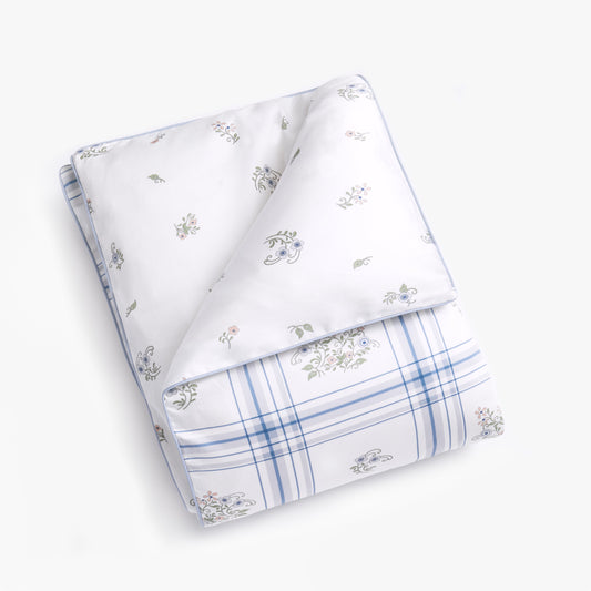 Fleur + Stripe Baby Duvet - Ivory