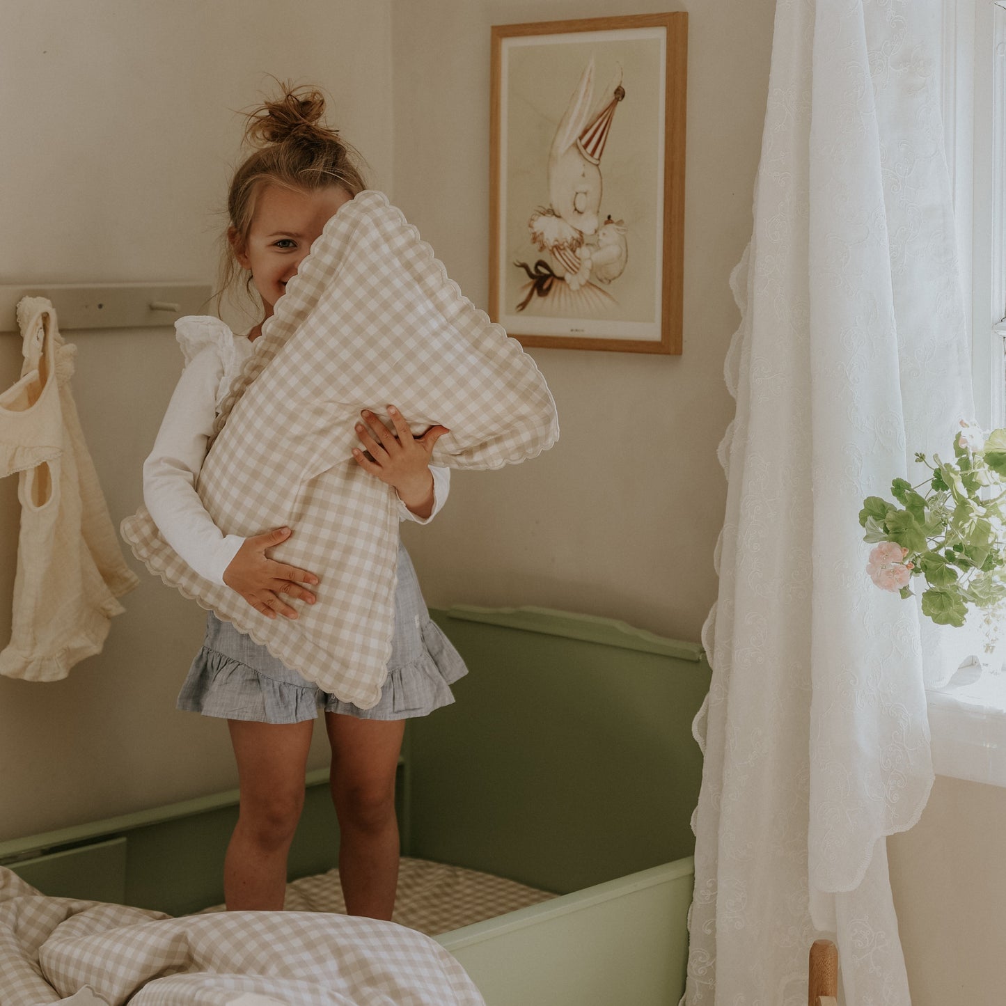 Picnic Gingham Toddler Pillow - Beige