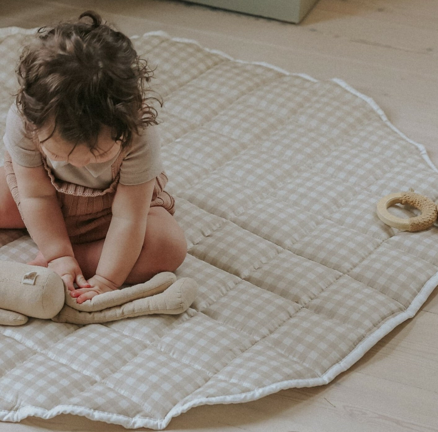 Picnic Gingham Play Mat - Beige