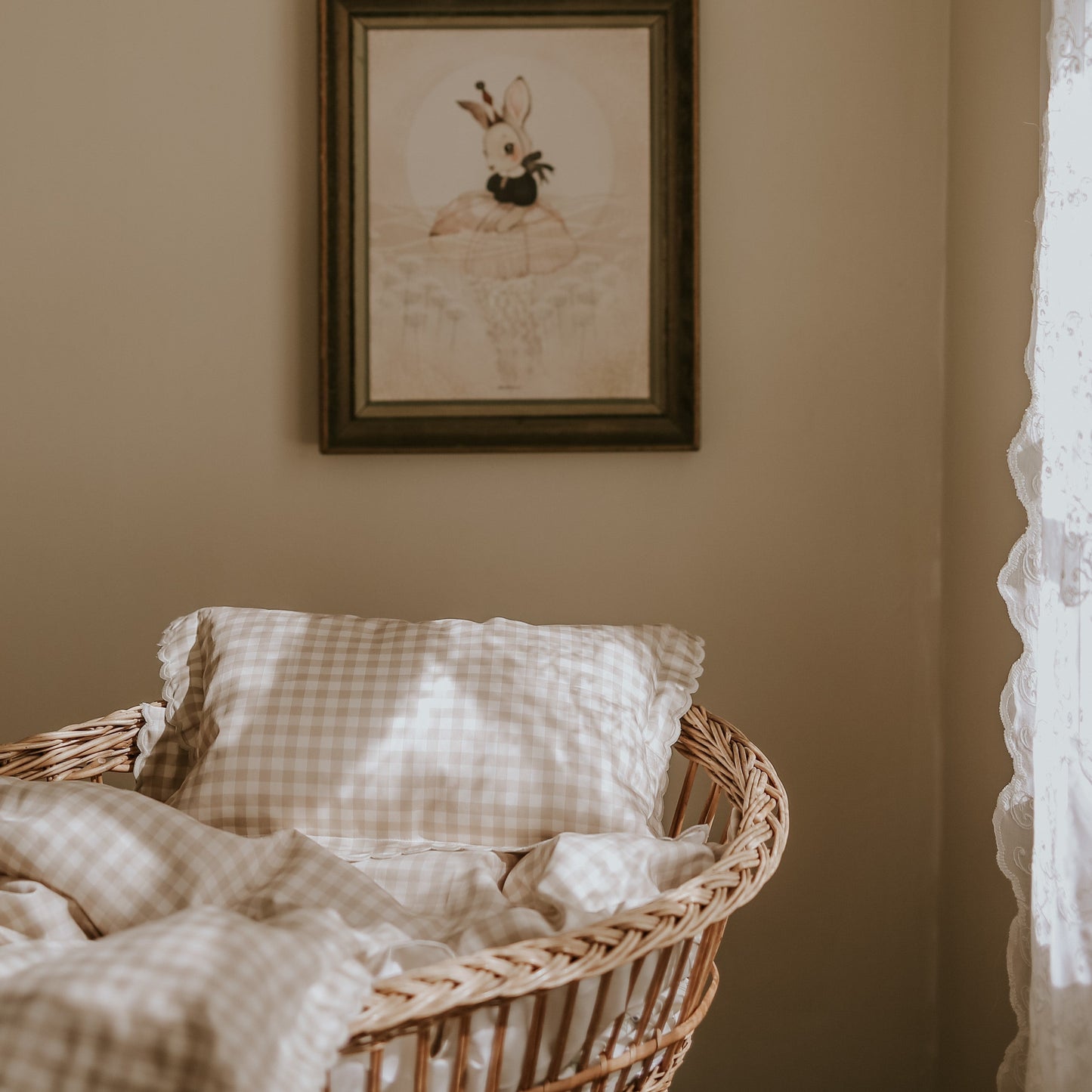 Picnic Gingham Baby Duvet - Beige