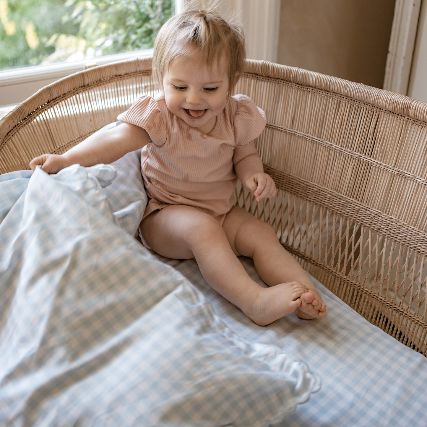 Picnic Gingham Baby Duvet - Blue
