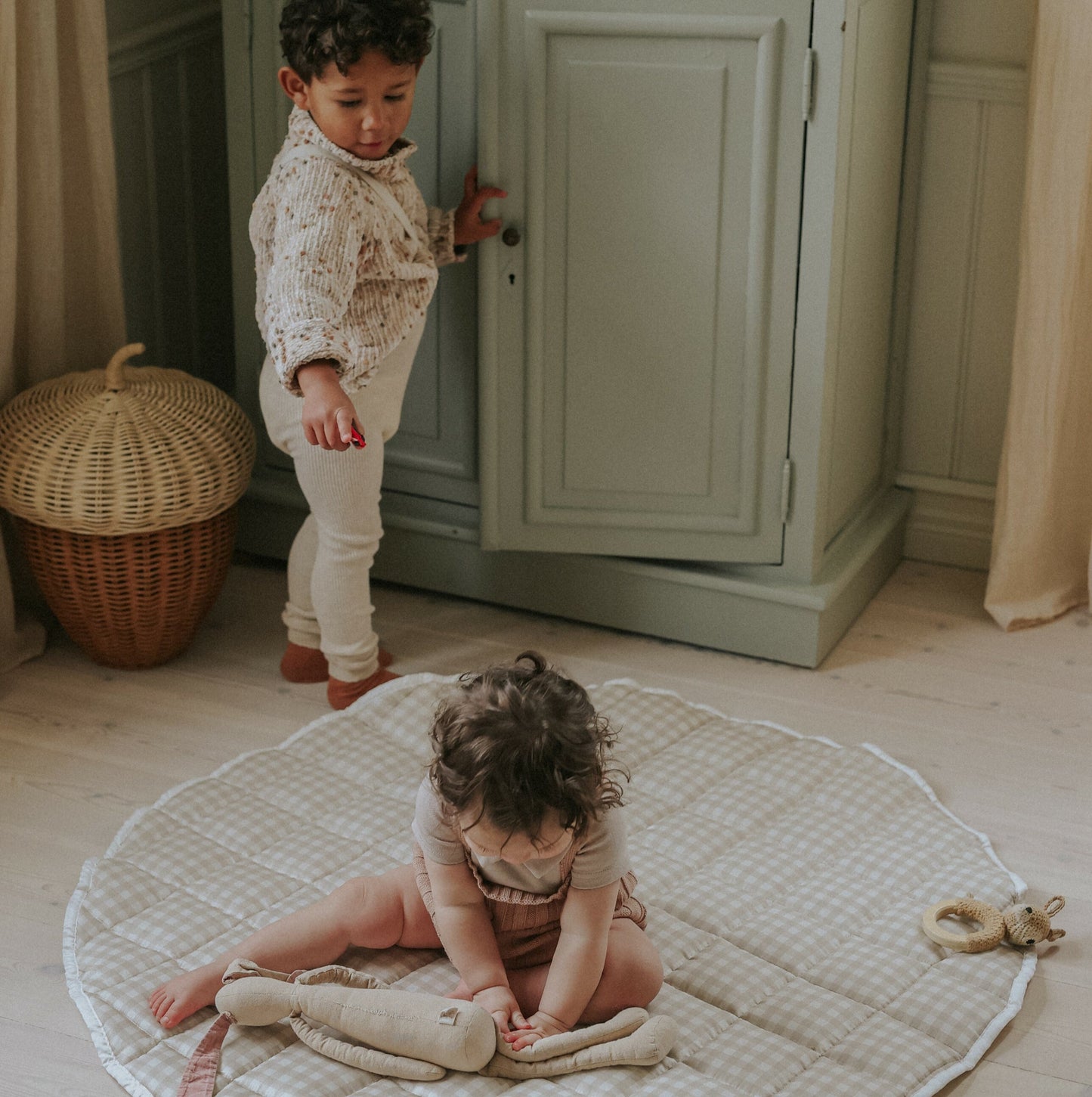 Picnic Gingham Play Mat - Beige