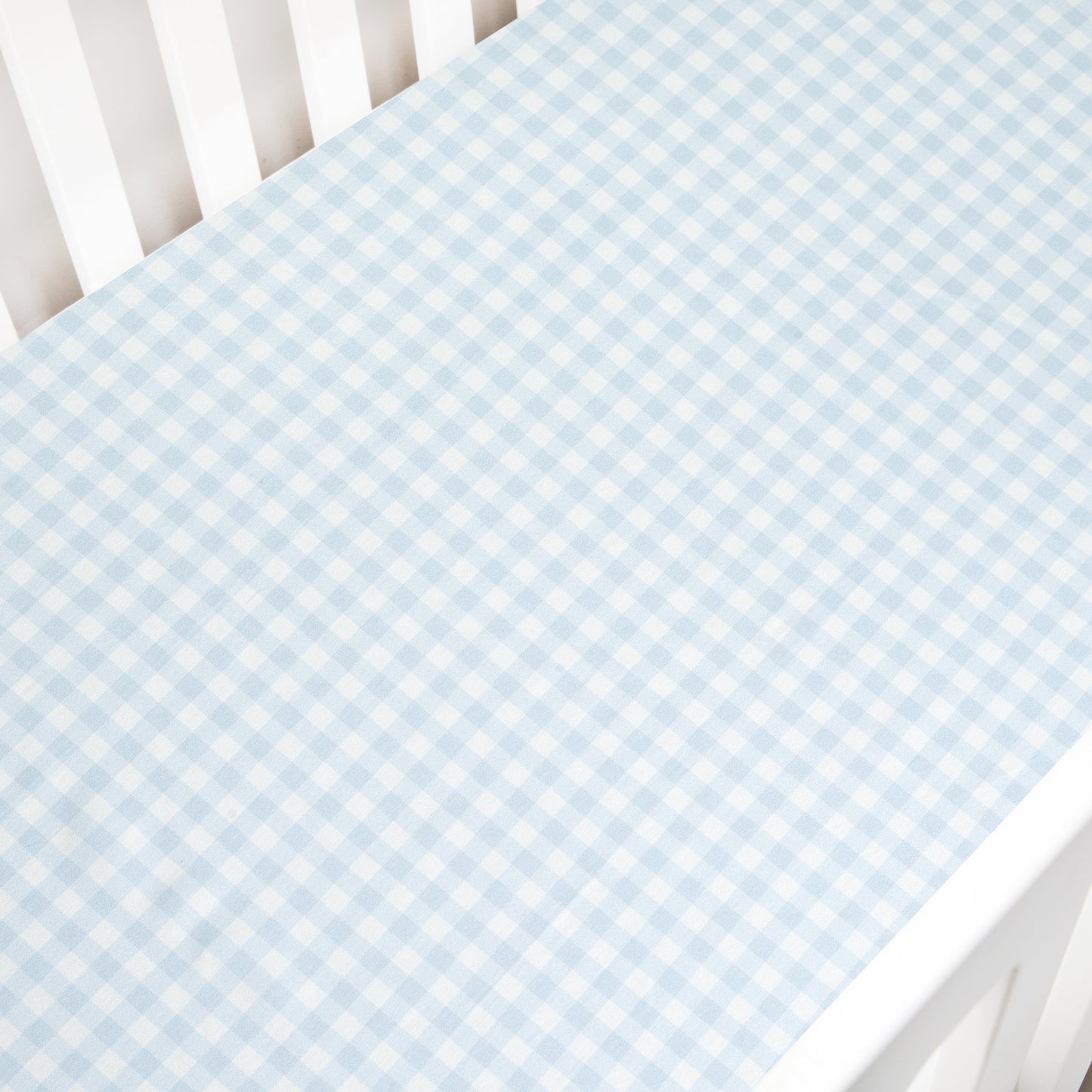 Picnic Gingham Crib Sheet - Blue