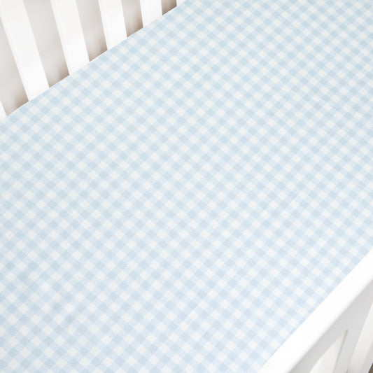 Picnic Gingham Crib Sheet - Blue