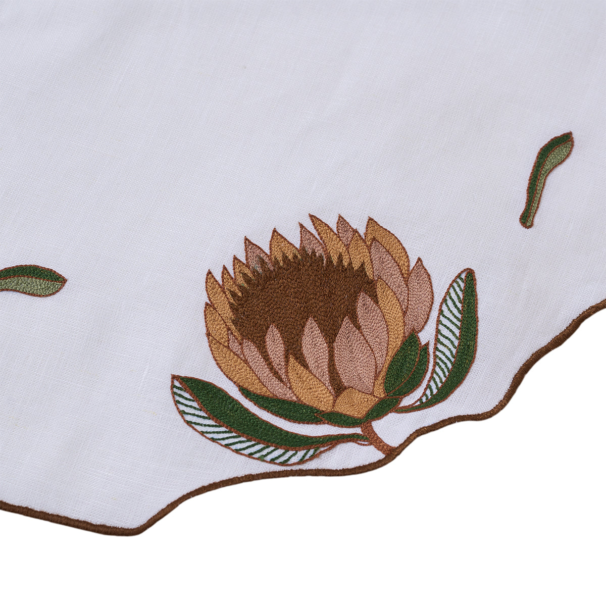 Hand Embroidered Vintage Floral Placemats 16.5" round (Set of 4)