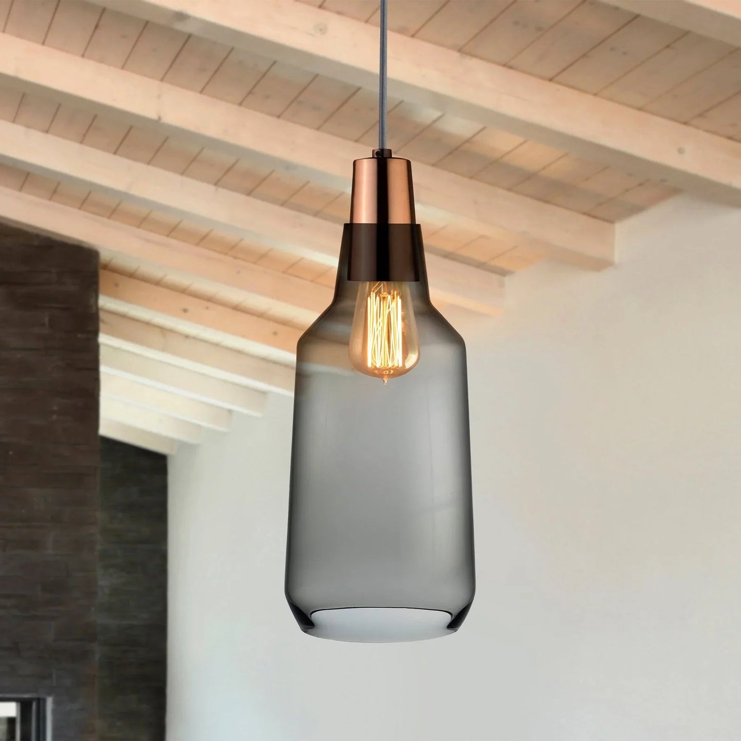 Mono Lamp Smoke with Copper Socket Tall