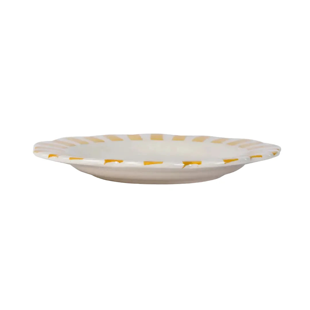 Ceramic Stripe Dinner Plate, Yellow - 10 x 10 x 1.25 Inches