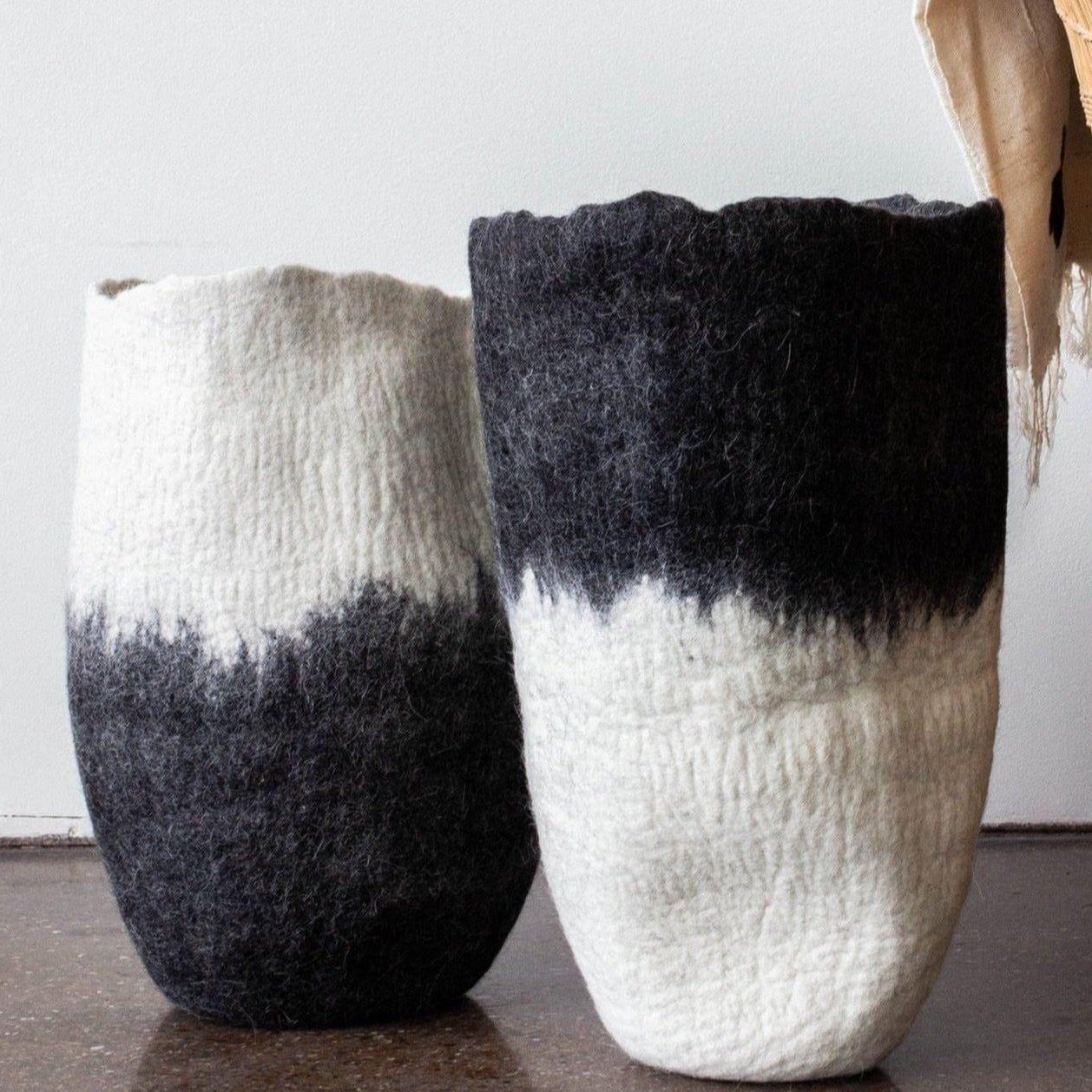 Eclipse Black & White Wool Floor Vase