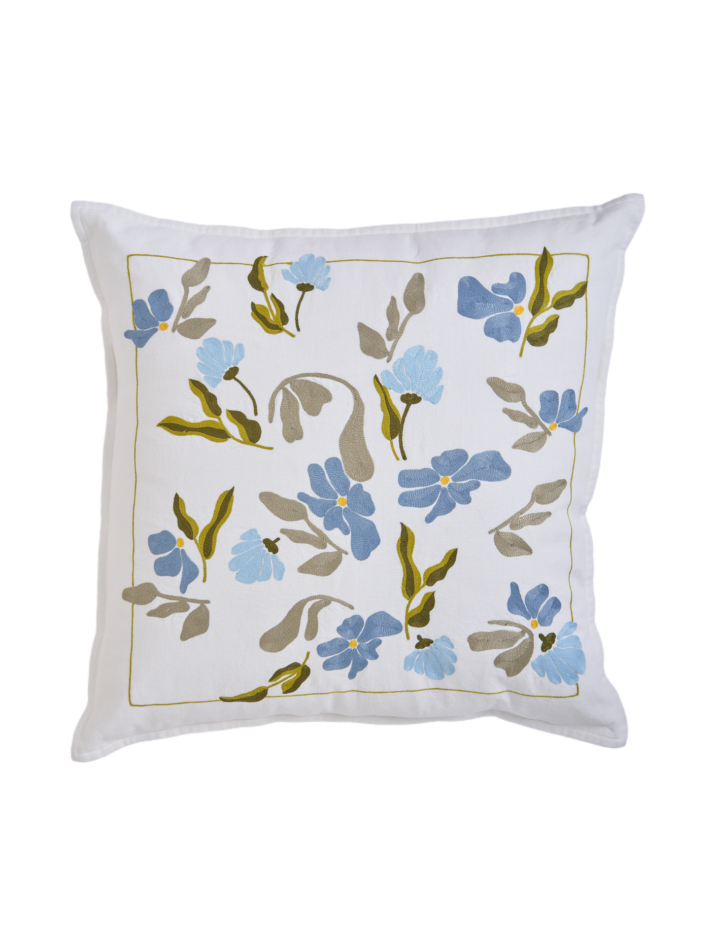Hand Embroidered  Bouquet Pillow Cover 20" x 20"