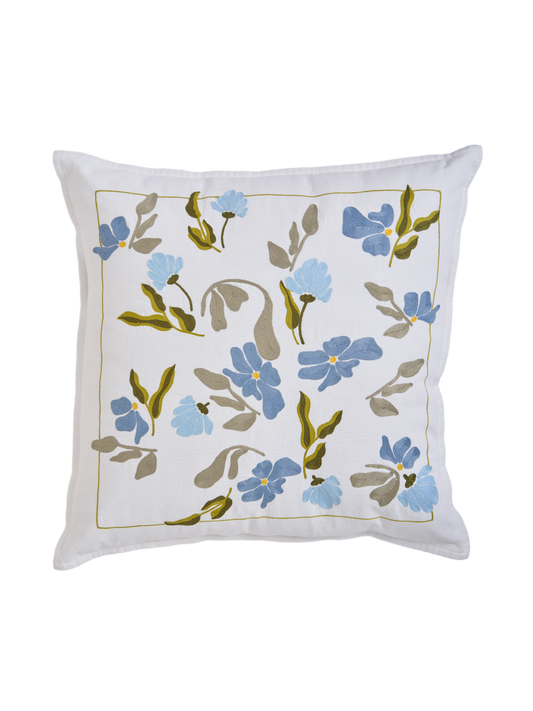 Hand Embroidered  Bouquet Pillow Cover 20" x 20"