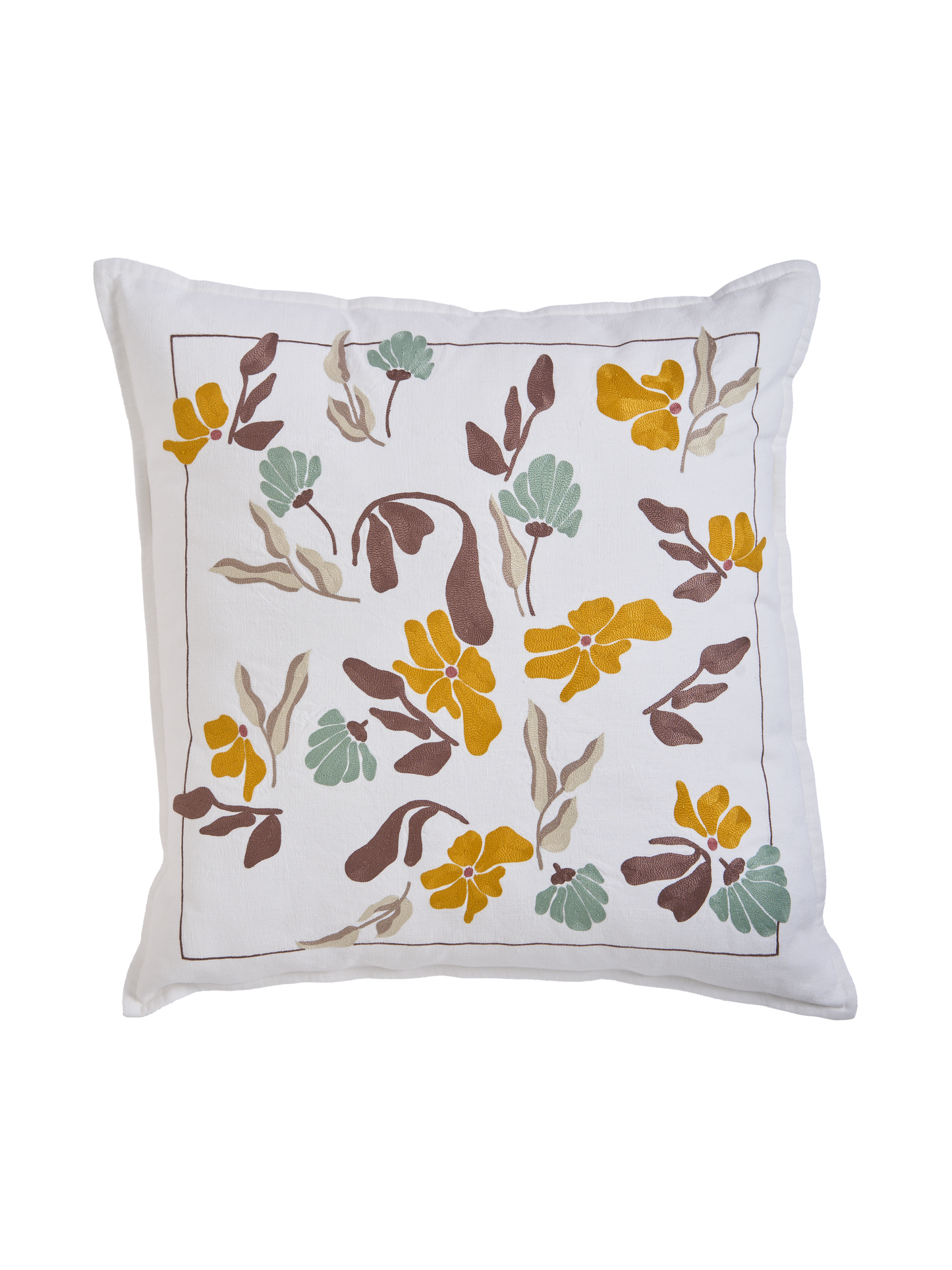 Hand Embroidered  Bouquet Pillow Cover 20" x 20"
